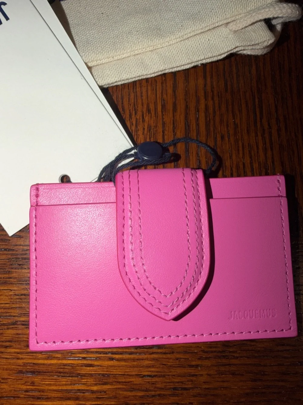 Jacquemus Hot Pink Leather Snap Card Holder - Picture 6 of 7